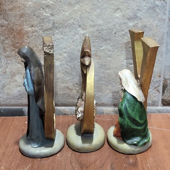 Vintage Three Piece Joy Christmas Nativity Set Repaired Chipped J - Picture 6 of 12